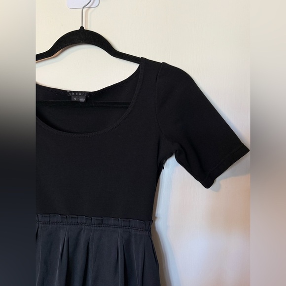 THEORY Melody Black Silk Short Sleeve Casual Dress- Size 4 - Picture 4 of 6